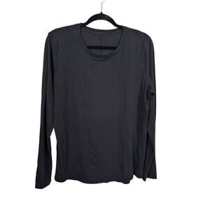 Lululemon Long Sleeve Shirt Womens 10 Black All Yours Pima Cotton Relaxed Fit
